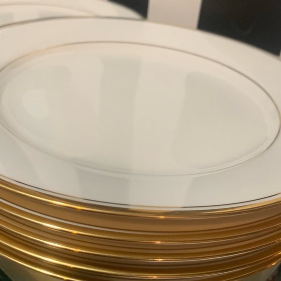 Vintage 1950s Noritake Bone White Ivory China Dessert Plates Gold Rim Set of 6 - Picture 5 of 11